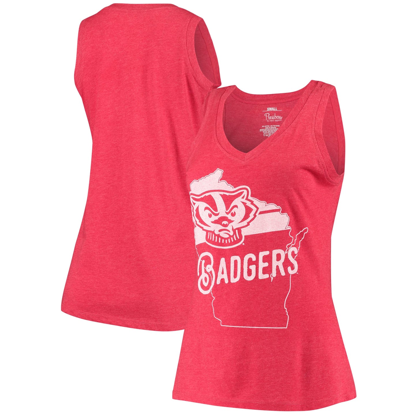 Women's Pressbox Red Wisconsin Badgers Ferris Melange V-Neck Tank Top