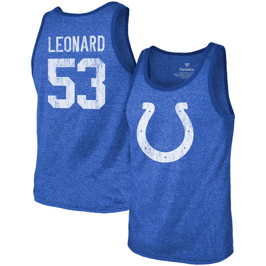 Men's Fanatics Shaquille Leonard Royal Indianapolis Colts Name & Number Tri-Blend Tank Top