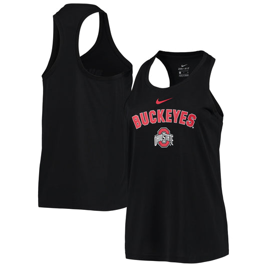 Women's Nike Black Ohio State Buckeyes Arch & Logo Classic Performance Tank Top