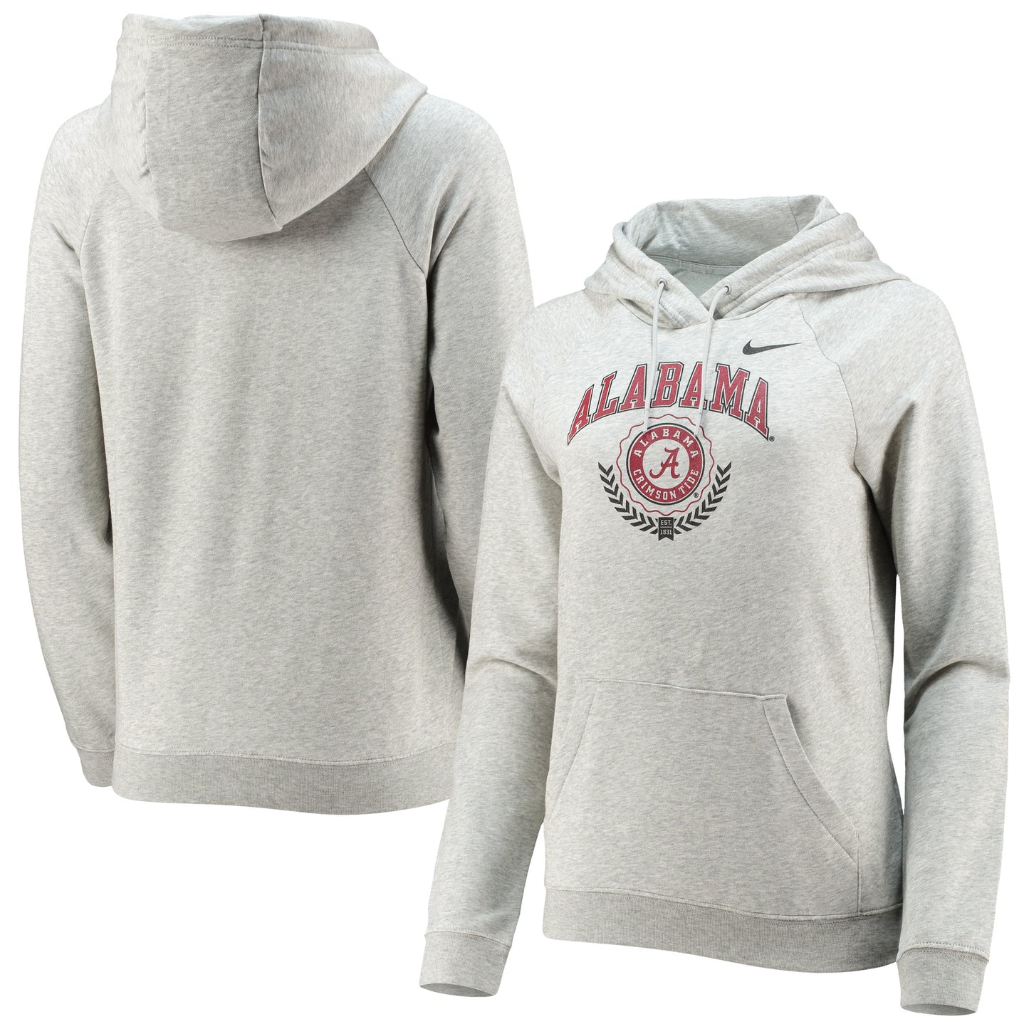 Women's Nike Heathered Gray Alabama Crimson Tide Varsity Fleece Tri-Blend Raglan Pullover Hoodie