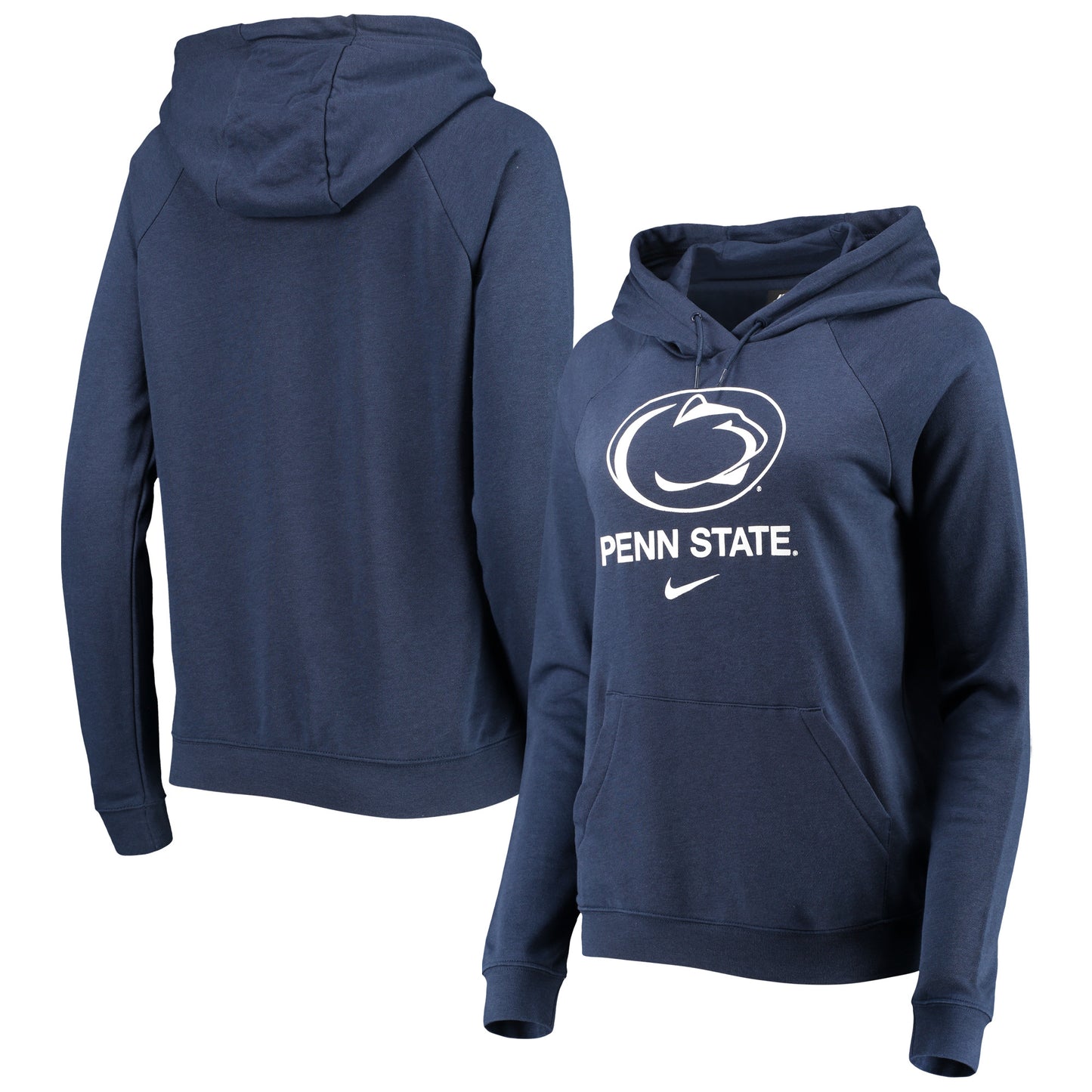 Women's Nike Navy Penn State Nittany Lions Varsity Fleece Tri-Blend Raglan Pullover Hoodie