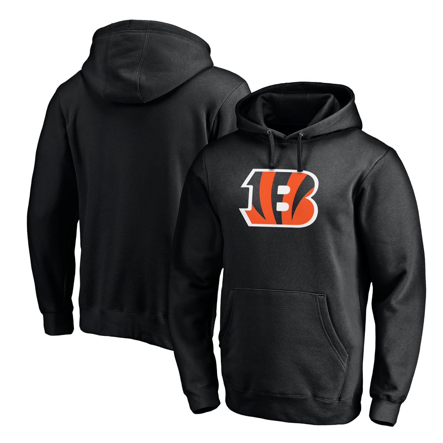 Men's Black Cincinnati Bengals Primary Logo Fitted Pullover Hoodie