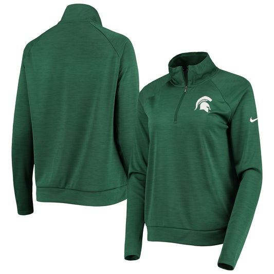 Women's Nike Green Michigan State Spartans Pacer Raglan Performance Quarter-Zip Jacket