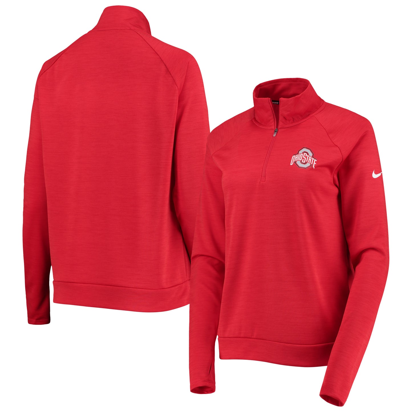 Women's Nike Scarlet Ohio State Buckeyes Pacer Raglan Performance Quarter-Zip Jacket