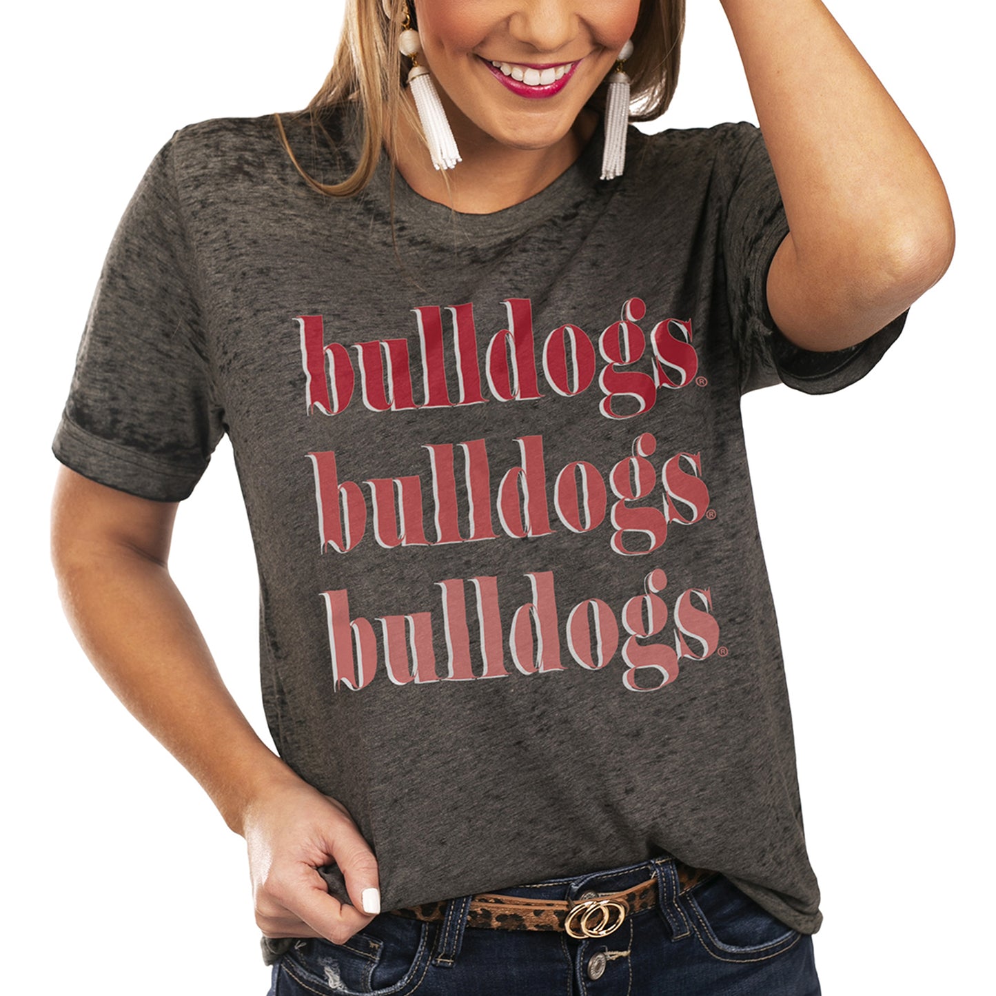 Women's Charcoal Georgia Bulldogs Better Than Basic Gameday Boyfriend T-Shirt