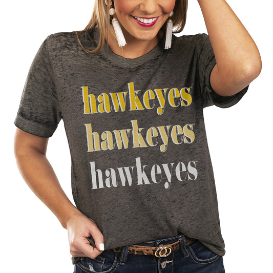 Women's Charcoal Iowa Hawkeyes Better Than Basic Gameday Boyfriend T-Shirt