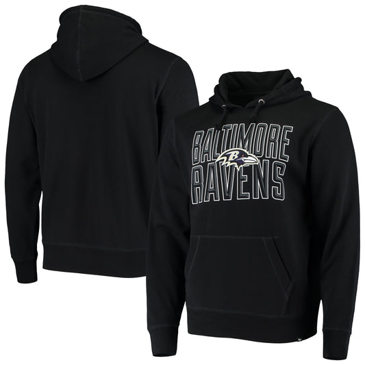 Men's '47 Black Baltimore Ravens Bevel Pullover Hoodie