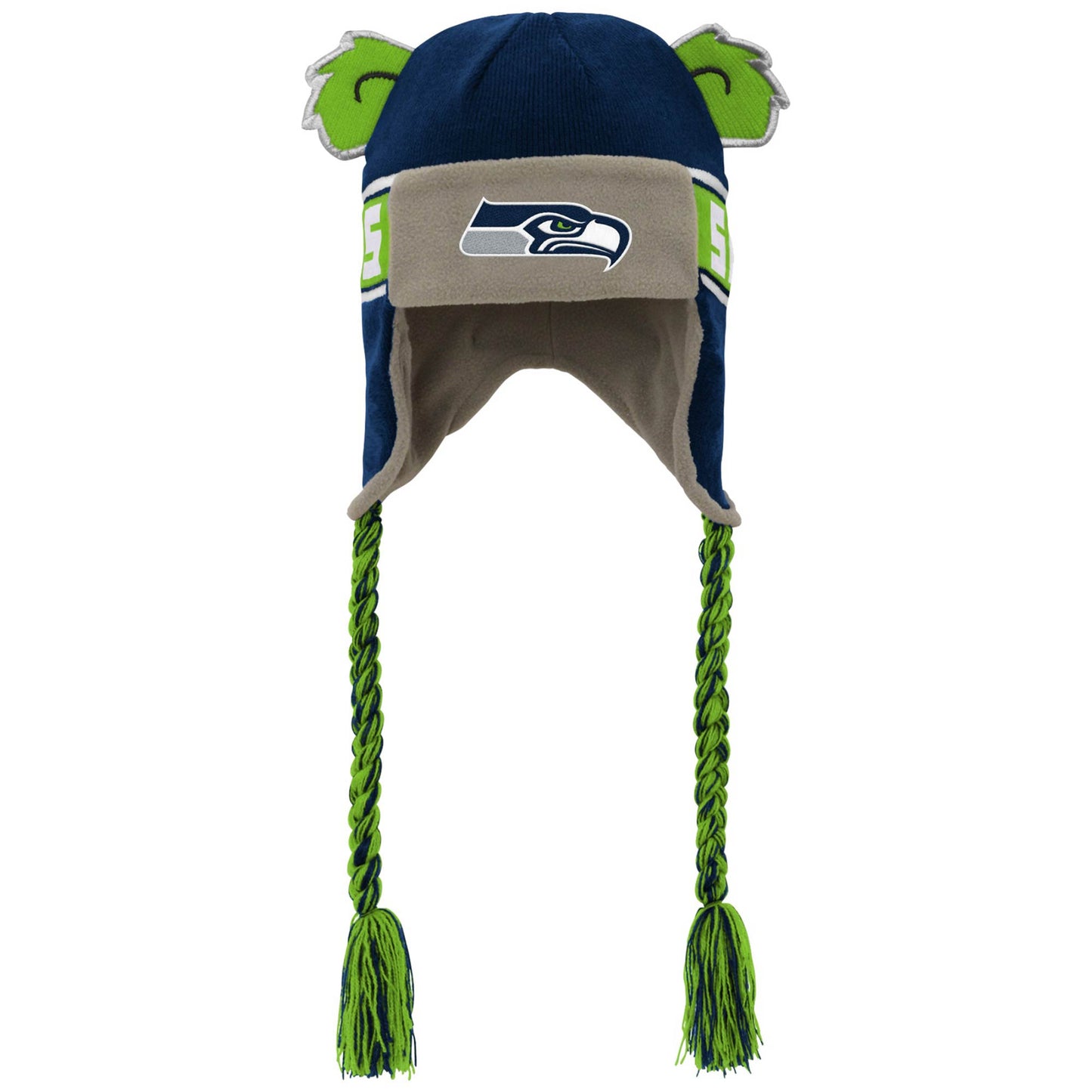 Preschool Navy Seattle Seahawks Wordmark Ears Trooper Knit Hat