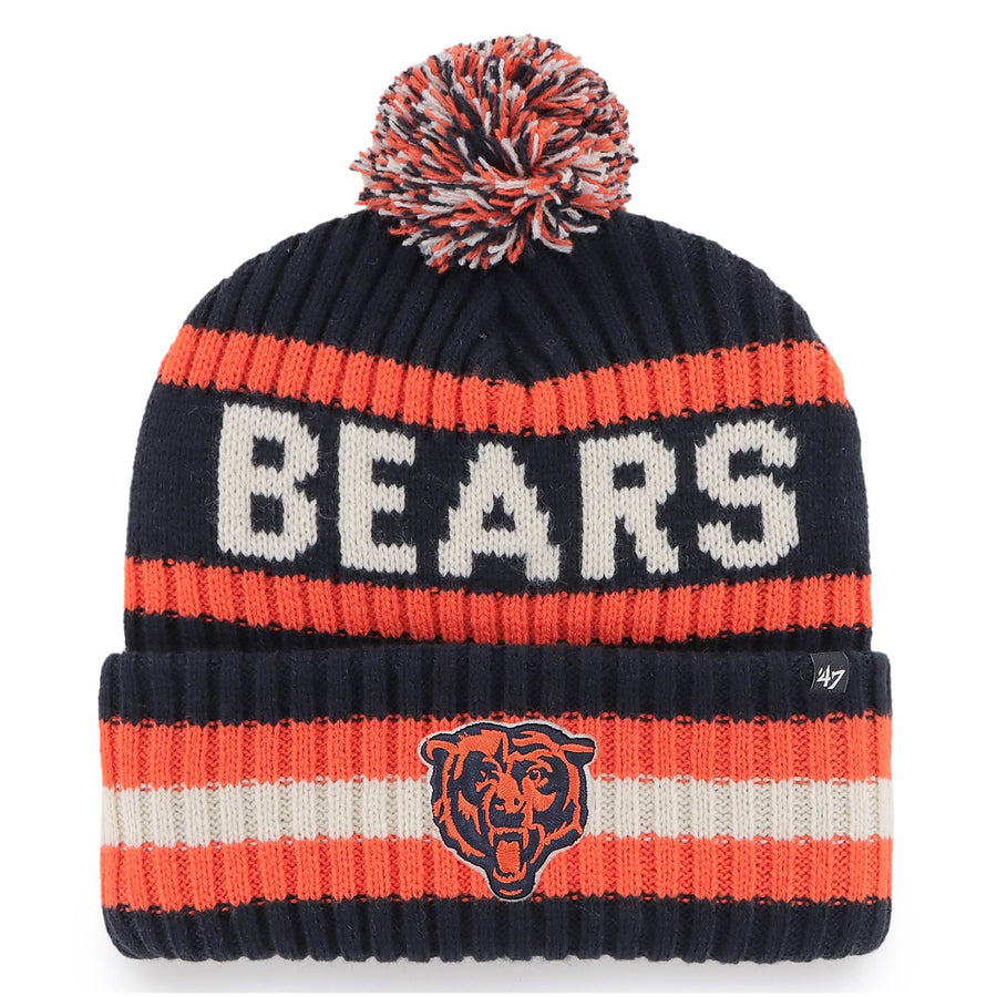 Men's '47 Navy Chicago Bears Bering Cuffed Knit Hat with Pom
