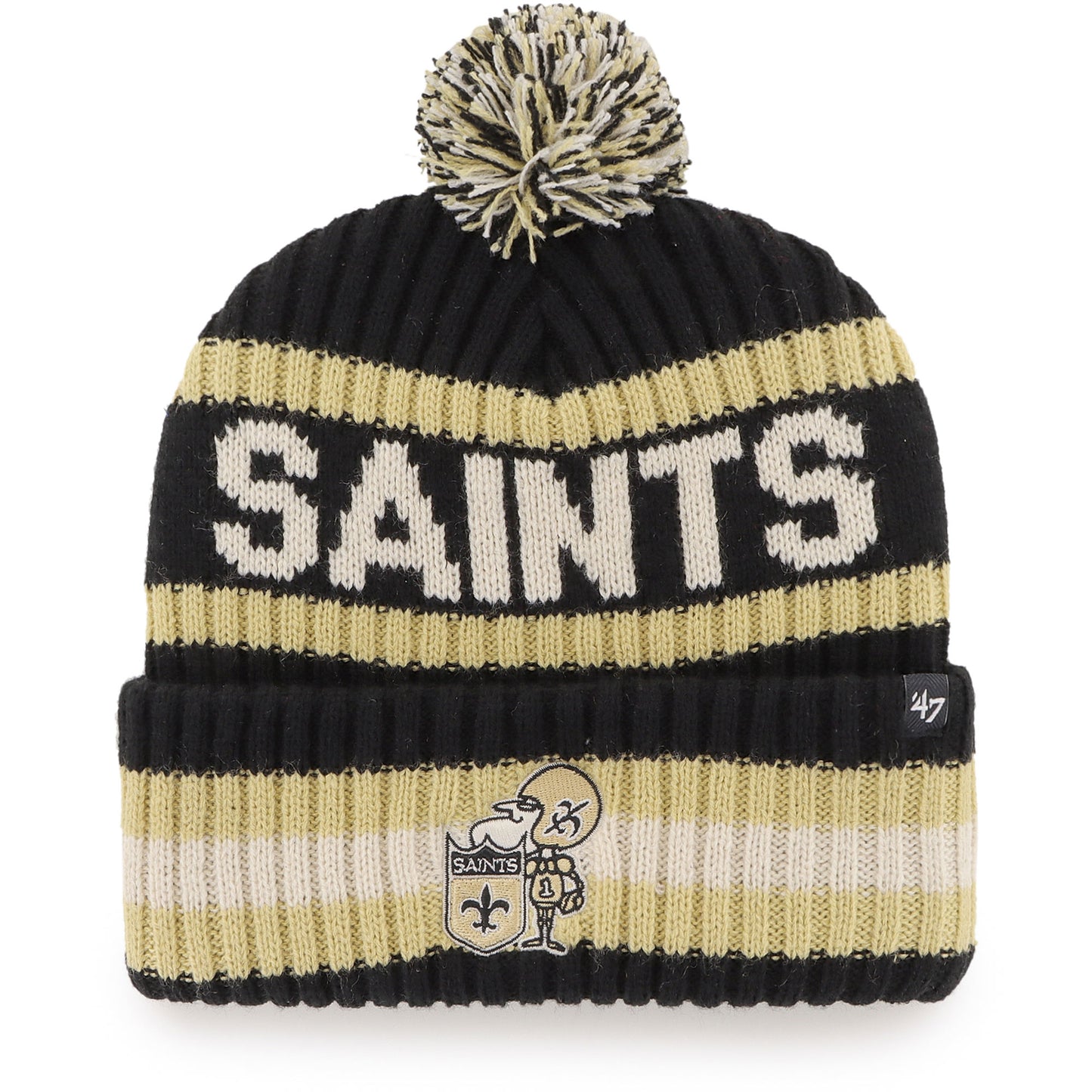 Men's '47 Black New Orleans Saints Legacy Bering Cuffed Knit Hat with Pom