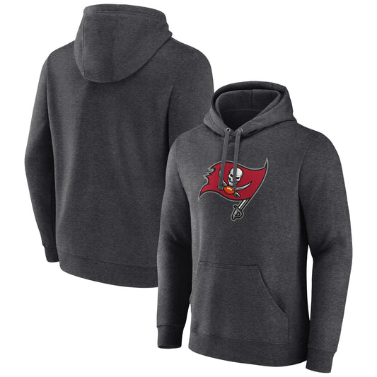 Men's Charcoal Tampa Bay Buccaneers Primary Logo Fitted Pullover Hoodie