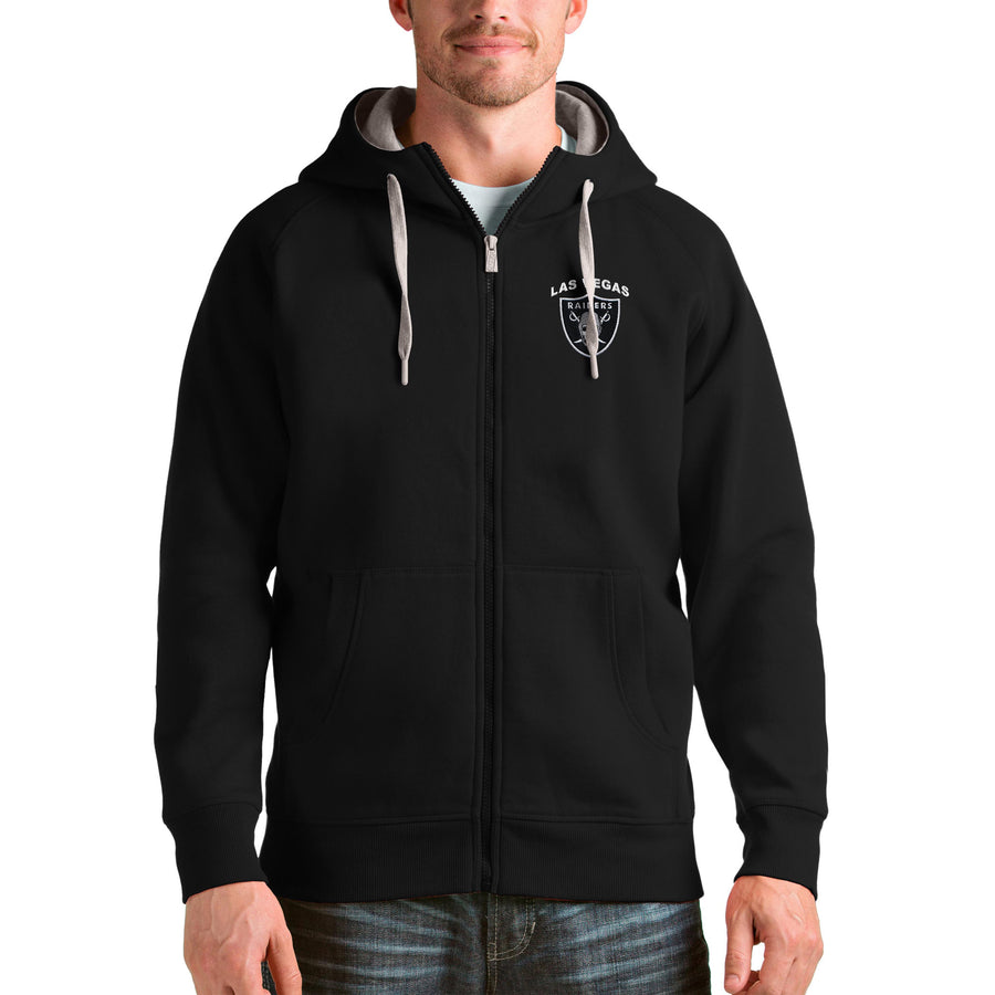 Men's Antigua Black Las Vegas Raiders Team Victory Full-Zip Hoodie