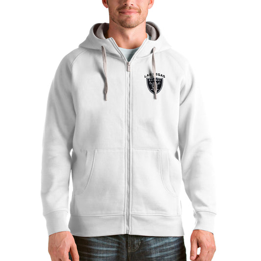 Men's Antigua White Las Vegas Raiders Victory Full-Zip Hoodie