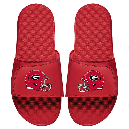 Youth ISlide Red Georgia Bulldogs Helmet Logo Slide Sandals