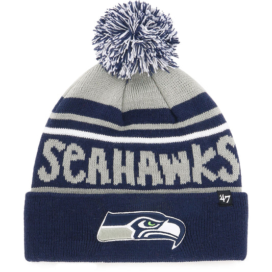 Youth '47 Gray/College Navy Seattle Seahawks Playground Cuffed Knit Hat With Pom