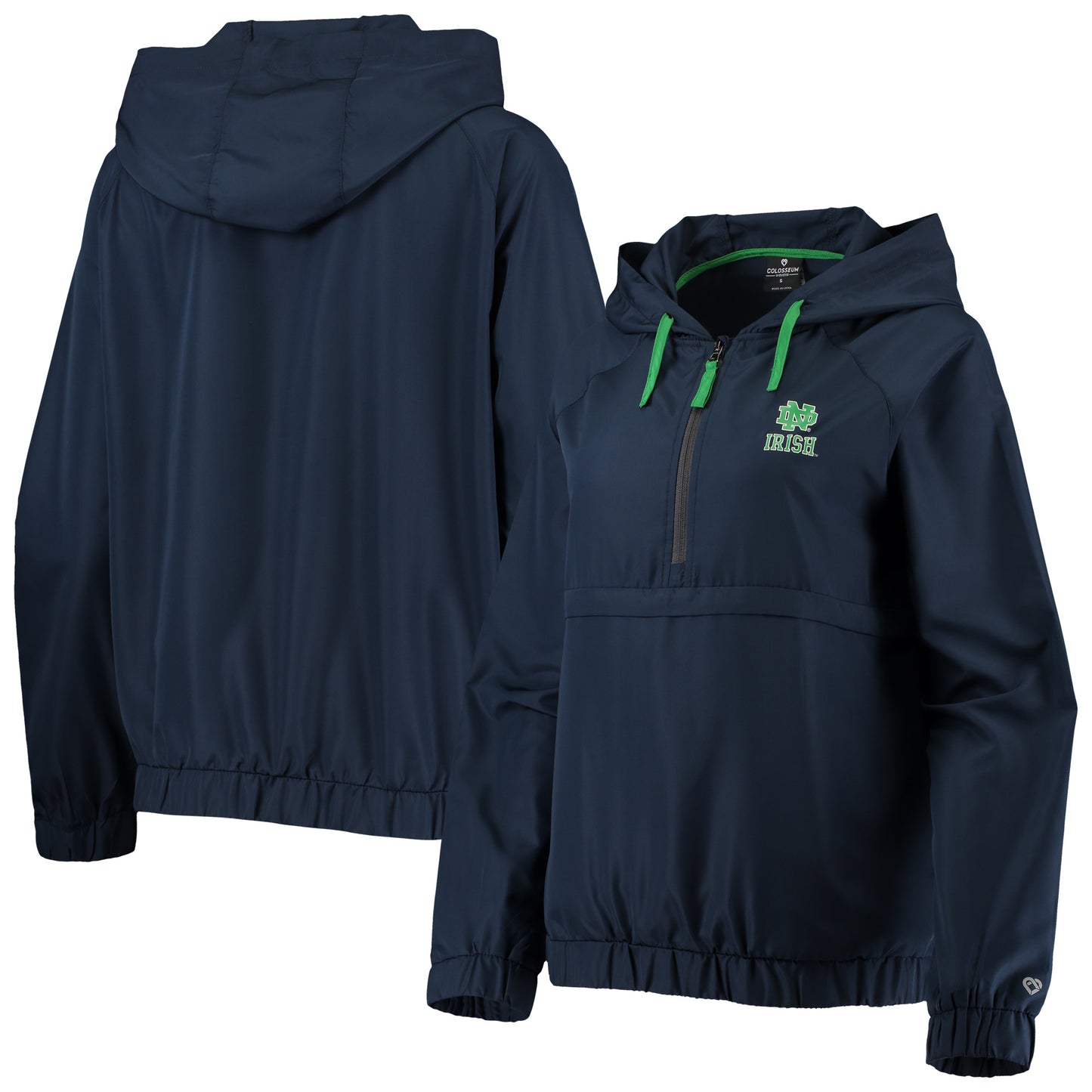 Women's Colosseum Navy Notre Dame Fighting Irish Doodling Packable Anorak Half-Zip Hoodie Jacket