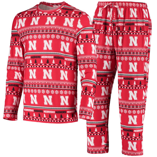 Men's Concepts Sport Scarlet Nebraska Huskers Ugly Sweater Knit Long Sleeve Top and Pant Set