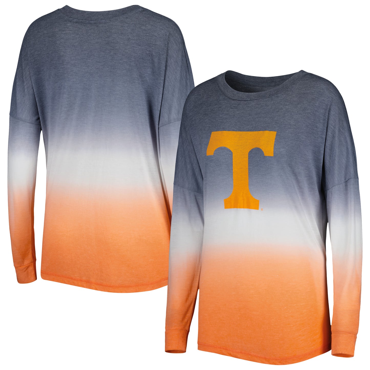 Women's Colosseum Gray/Tennessee Orange Tennessee Volunteers Winkle Dip Dye Long Sleeve T-Shirt