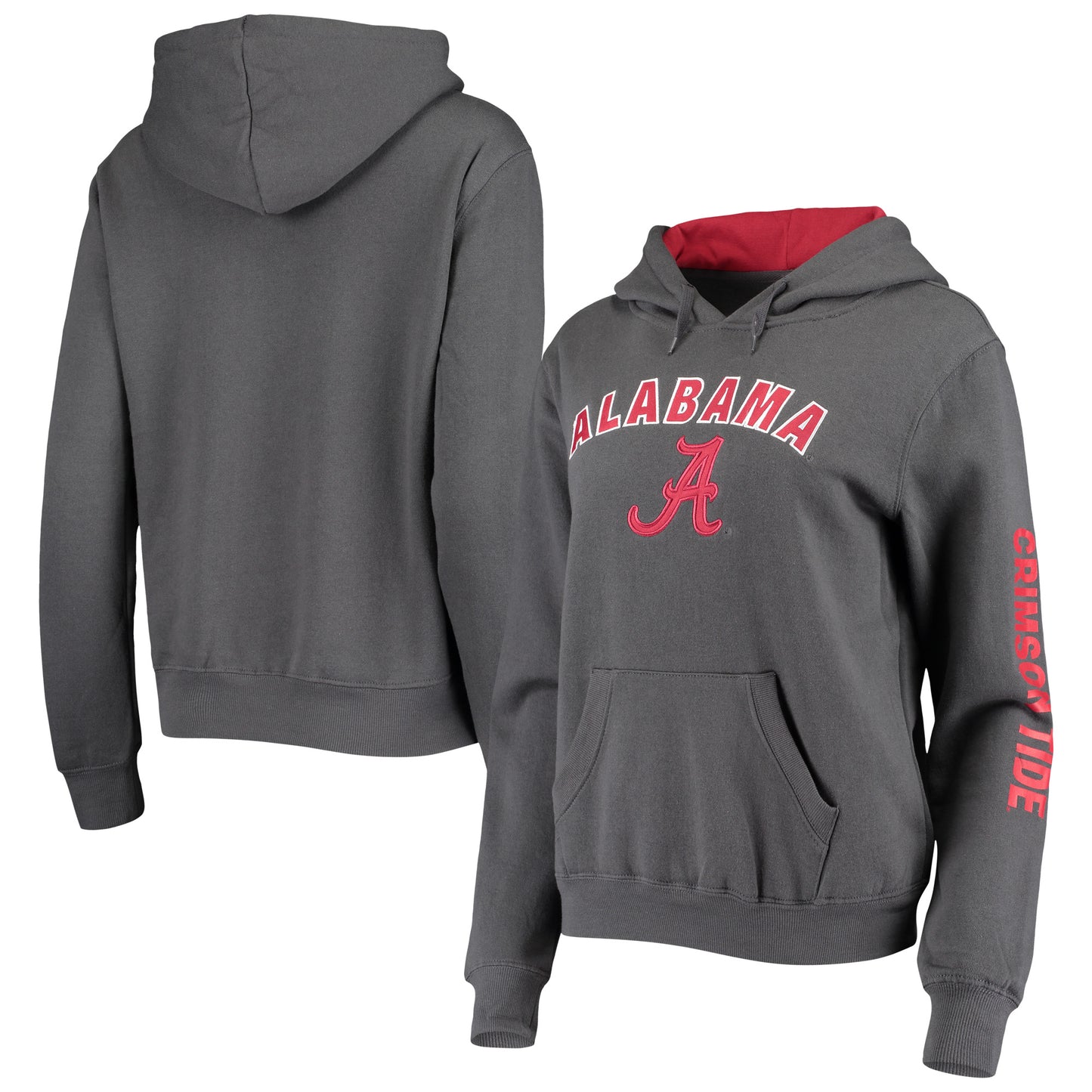 Women's Colosseum Charcoal Alabama Crimson Tide Loud and Proud Pullover Hoodie