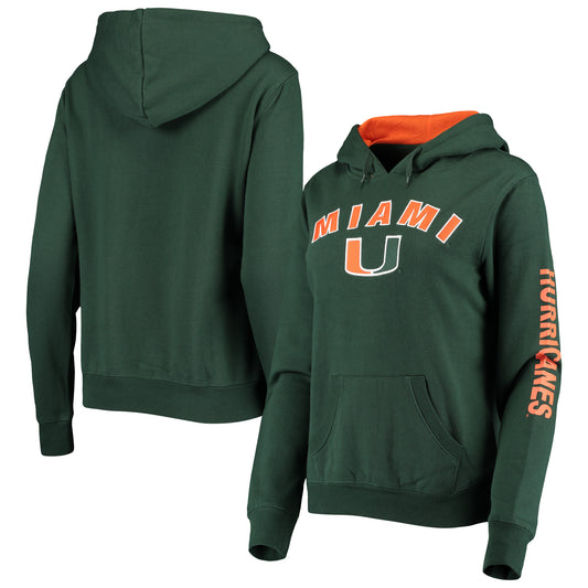 Women's Colosseum Green Miami Hurricanes Loud and Proud Pullover Hoodie