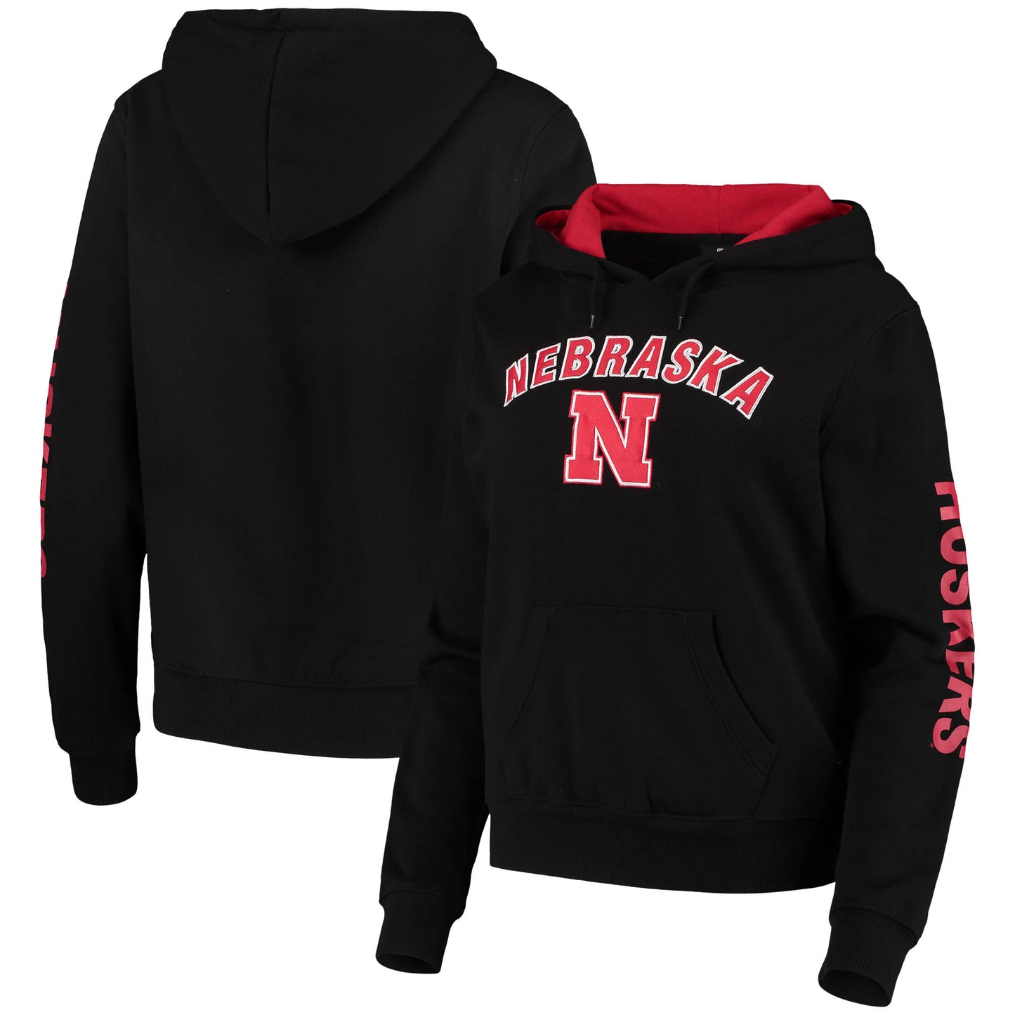 Women's Colosseum Black Nebraska Huskers Loud and Proud Pullover Hoodie