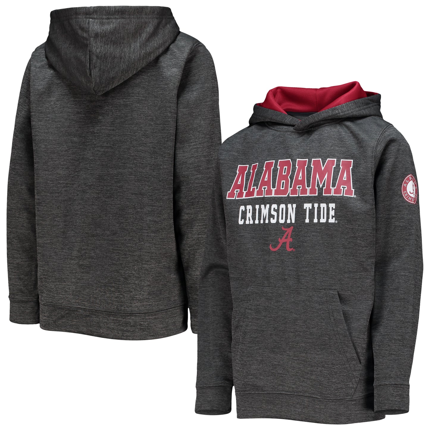 Youth Colosseum Heathered Charcoal Alabama Crimson Tide Stacked Slub Pullover Hoodie