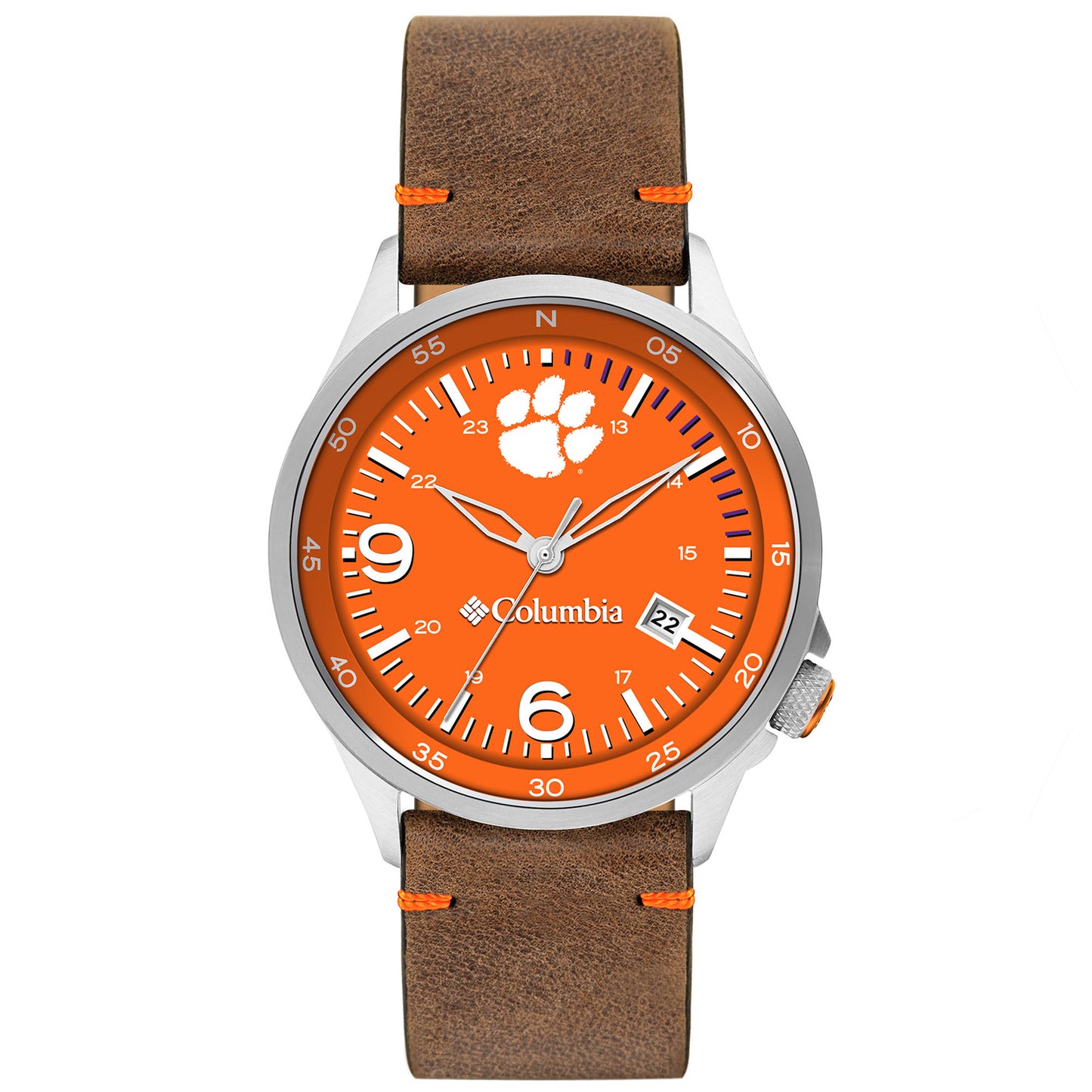 Columbia Clemson Tigers Canyon Ridge 3-Hand Date Saddle Leather Watch