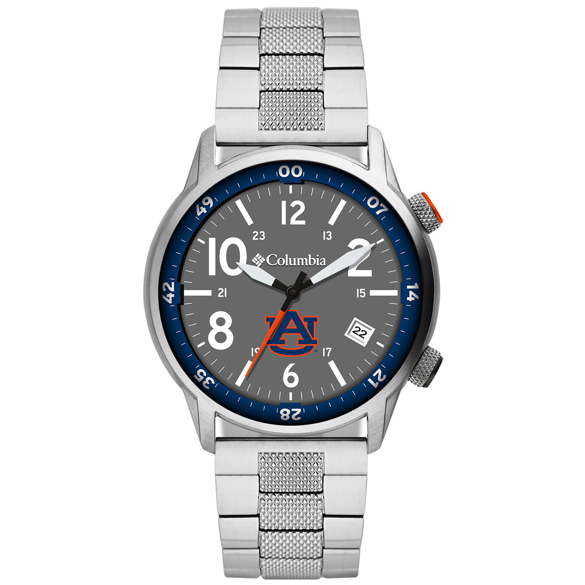 Columbia Auburn Tigers Outbacker 3-Hand Date Stainless Steel Bracelet Watch
