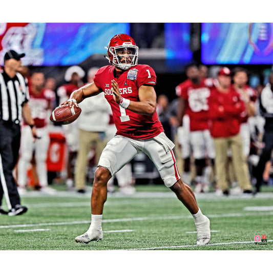 Jalen Hurts Oklahoma Sooners Unsigned On the Run Pass Photograph