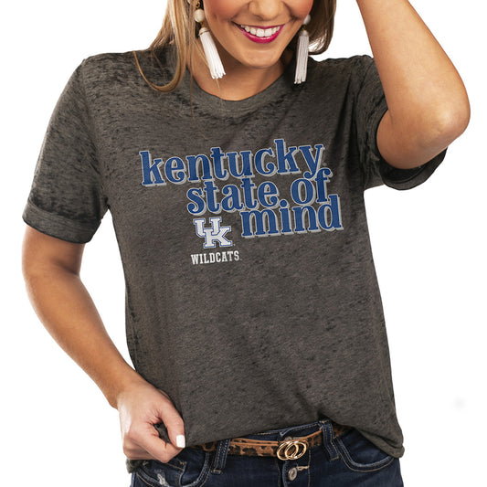 Women's Charcoal Kentucky Wildcats State of Mind Better Than Basic Boyfriend T-Shirt