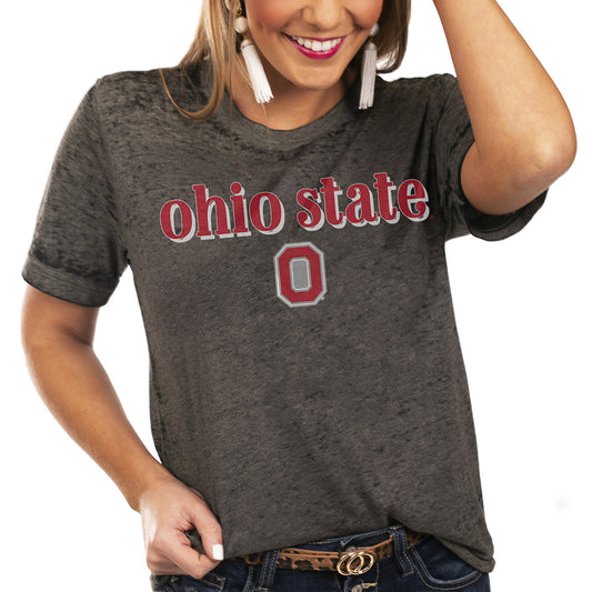 Women's Charcoal Ohio State Buckeyes State of Mind Better Than Basic Boyfriend T-Shirt