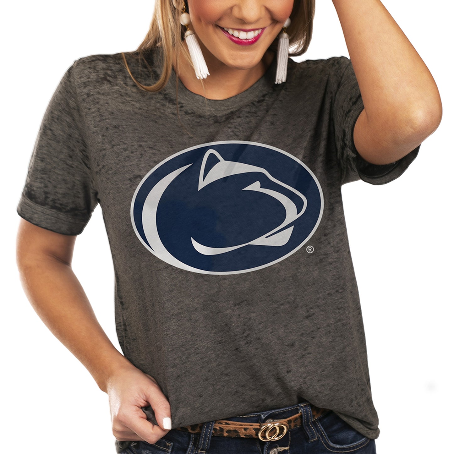 Women's Charcoal Penn State Nittany Lions State of Mind Better Than Basic Boyfriend T-Shirt