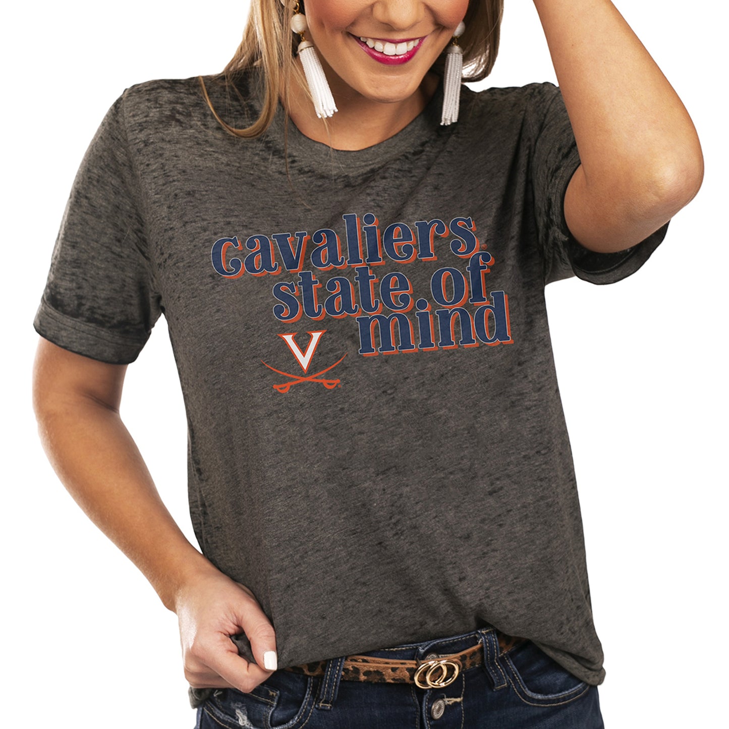 Women's Charcoal Virginia Cavaliers State of Mind Better Than Basic Boyfriend T-Shirt