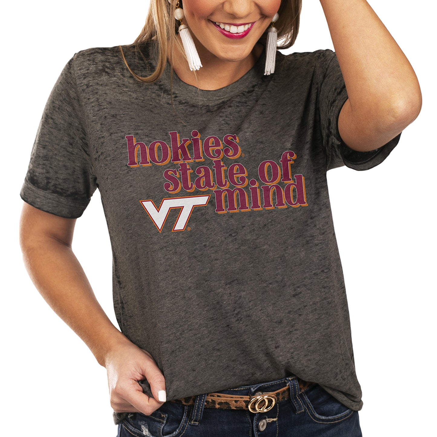 Women's Charcoal Virginia Tech Hokies State of Mind Better Than Basic Boyfriend T-Shirt