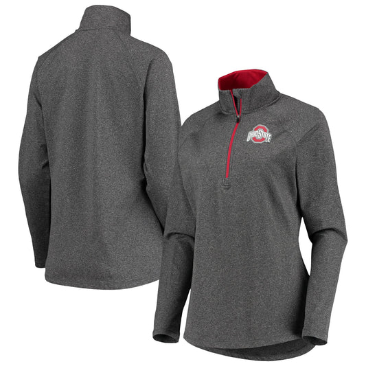 Women's Heathered Gray Ohio State Buckeyes Studio Half-Zip Jacket