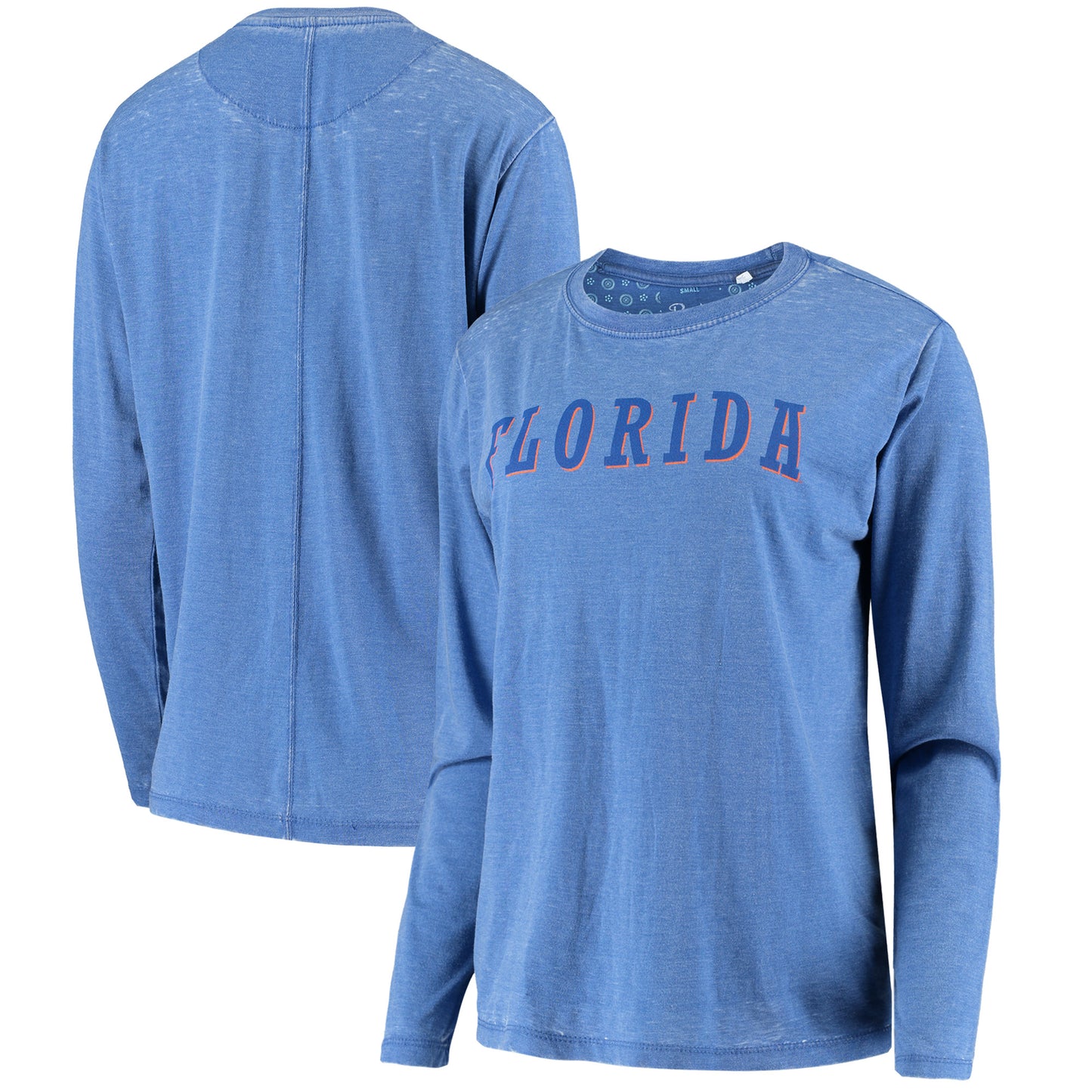 Women's Pressbox Royal Florida Gators Tonal Block Vintage Wash Long Sleeve T-Shirt