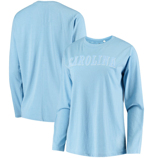 Women's Pressbox Carolina Blue North Carolina Tar Heels Tonal Block Vintage Wash Long Sleeve T-Shirt