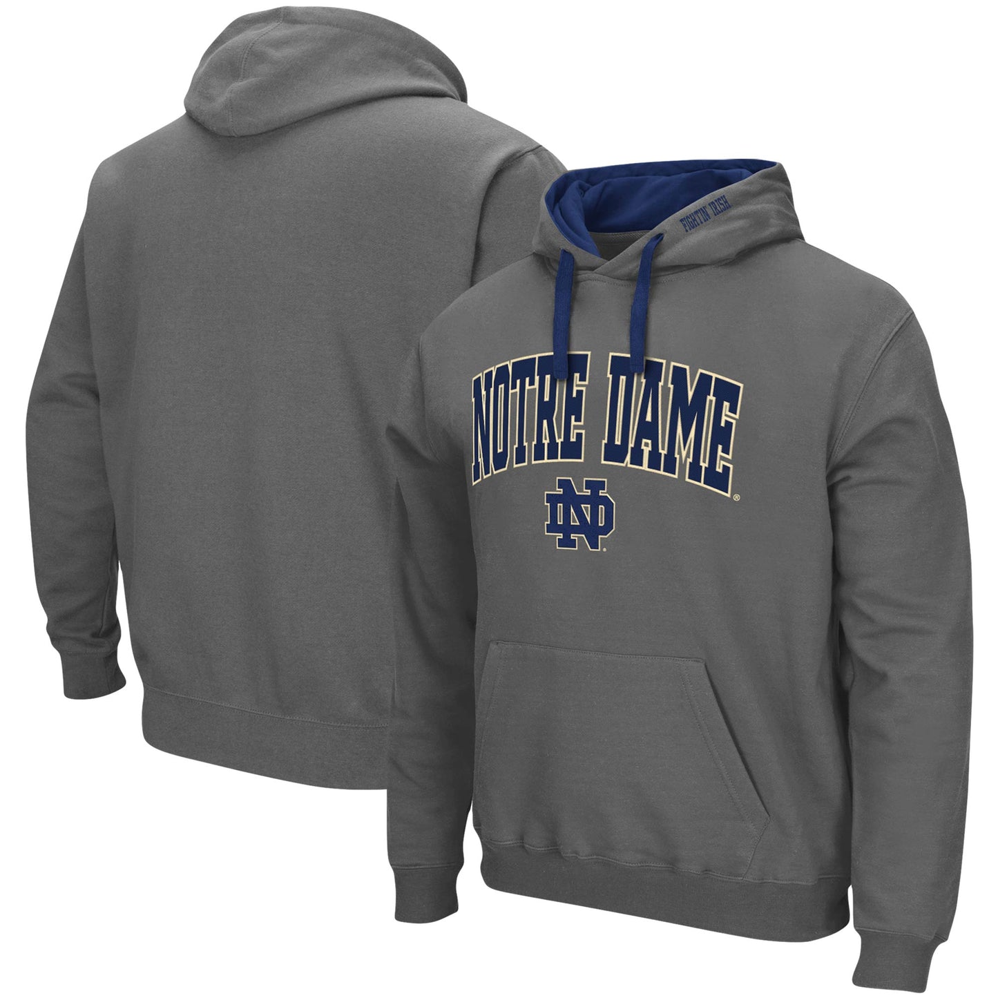 Men's Colosseum Charcoal Notre Dame Fighting Irish Big & Tall Arch & Logo 2.0 Pullover Hoodie