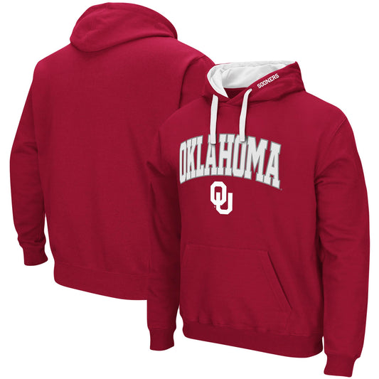 Men's Colosseum Crimson Oklahoma Sooners Big & Tall Arch & Logo 2.0 Pullover Hoodie