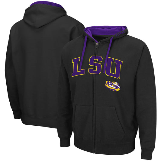 Men's Colosseum Black LSU Tigers Big & Tall Full-Zip Hoodie