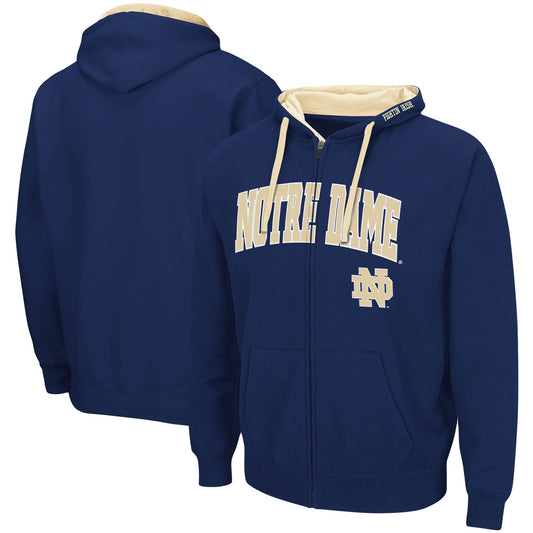 Men's Colosseum Navy Notre Dame Fighting Irish Big & Tall Full-Zip Hoodie