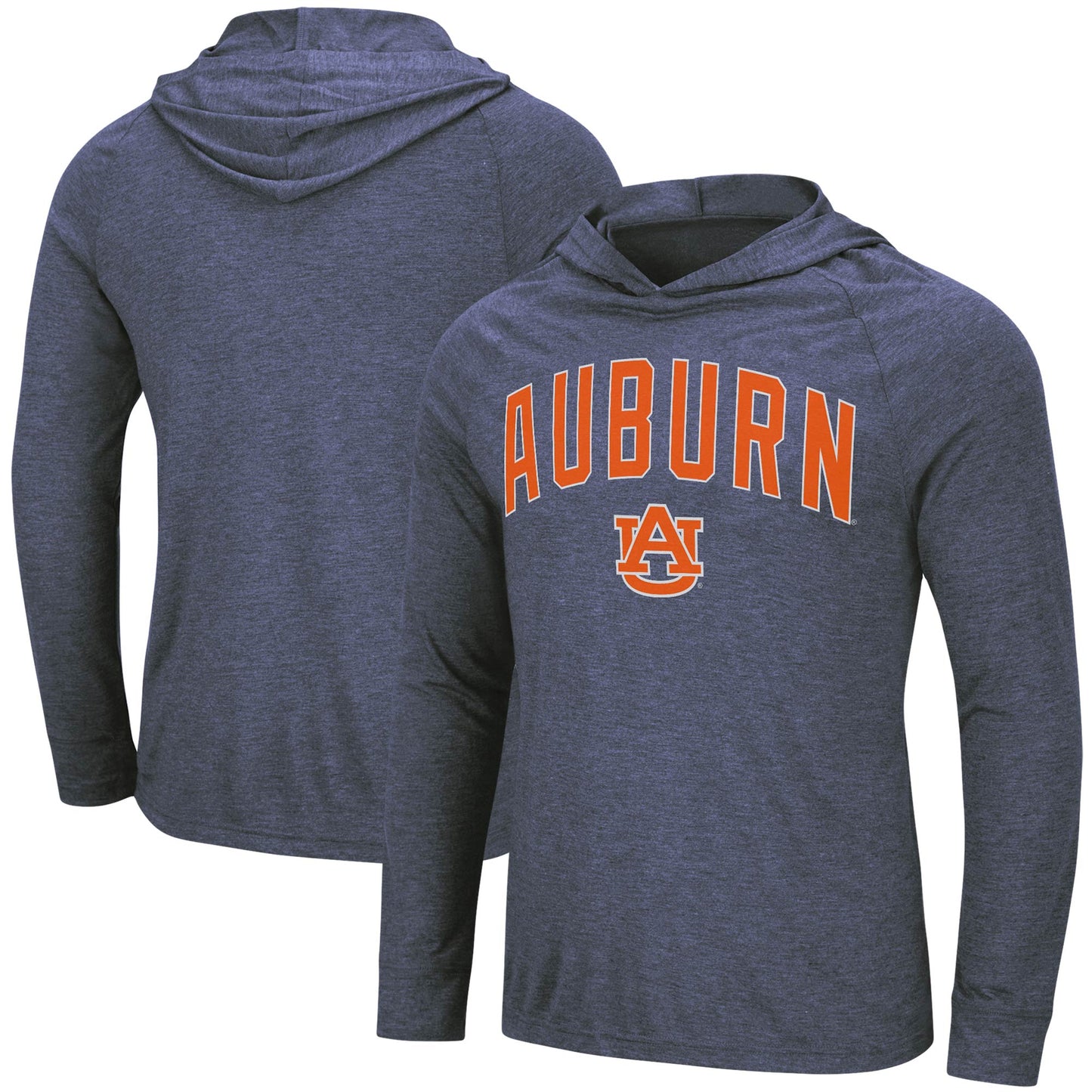 Men's Colosseum Heathered Navy Auburn Tigers Big & Tall Wingman Raglan Hoodie T-Shirt