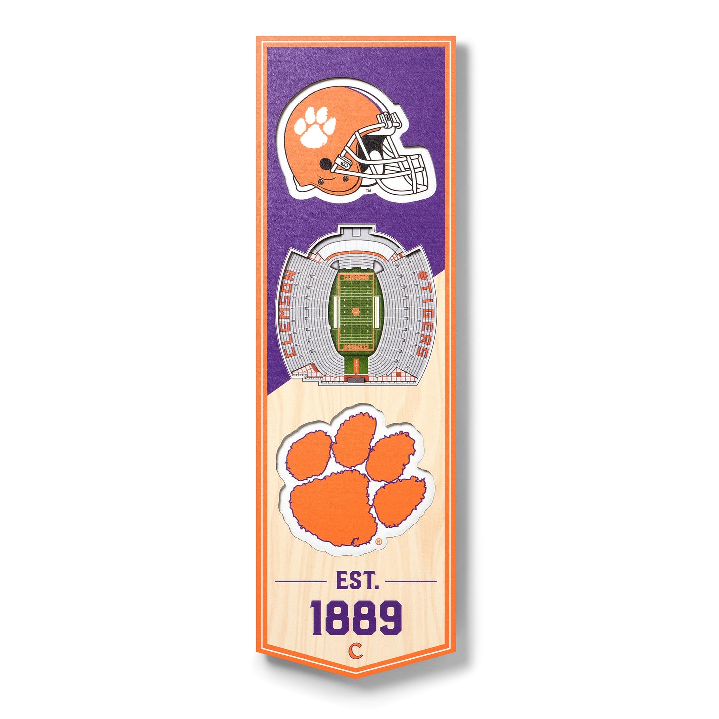 Clemson Tigers 6'' x 19'' 3D StadiumView Banner