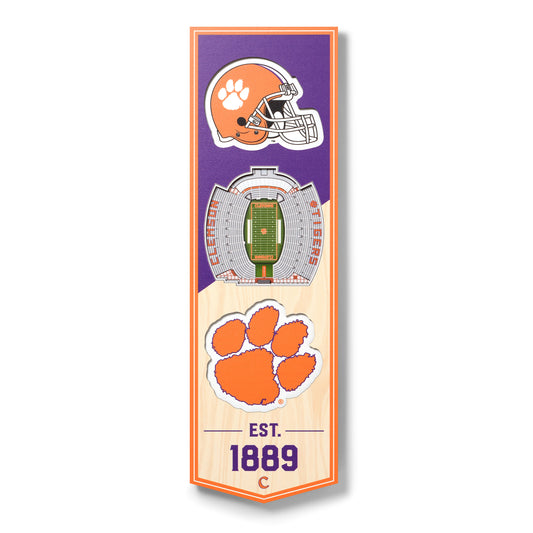 Clemson Tigers 6'' x 19'' 3D StadiumView Banner