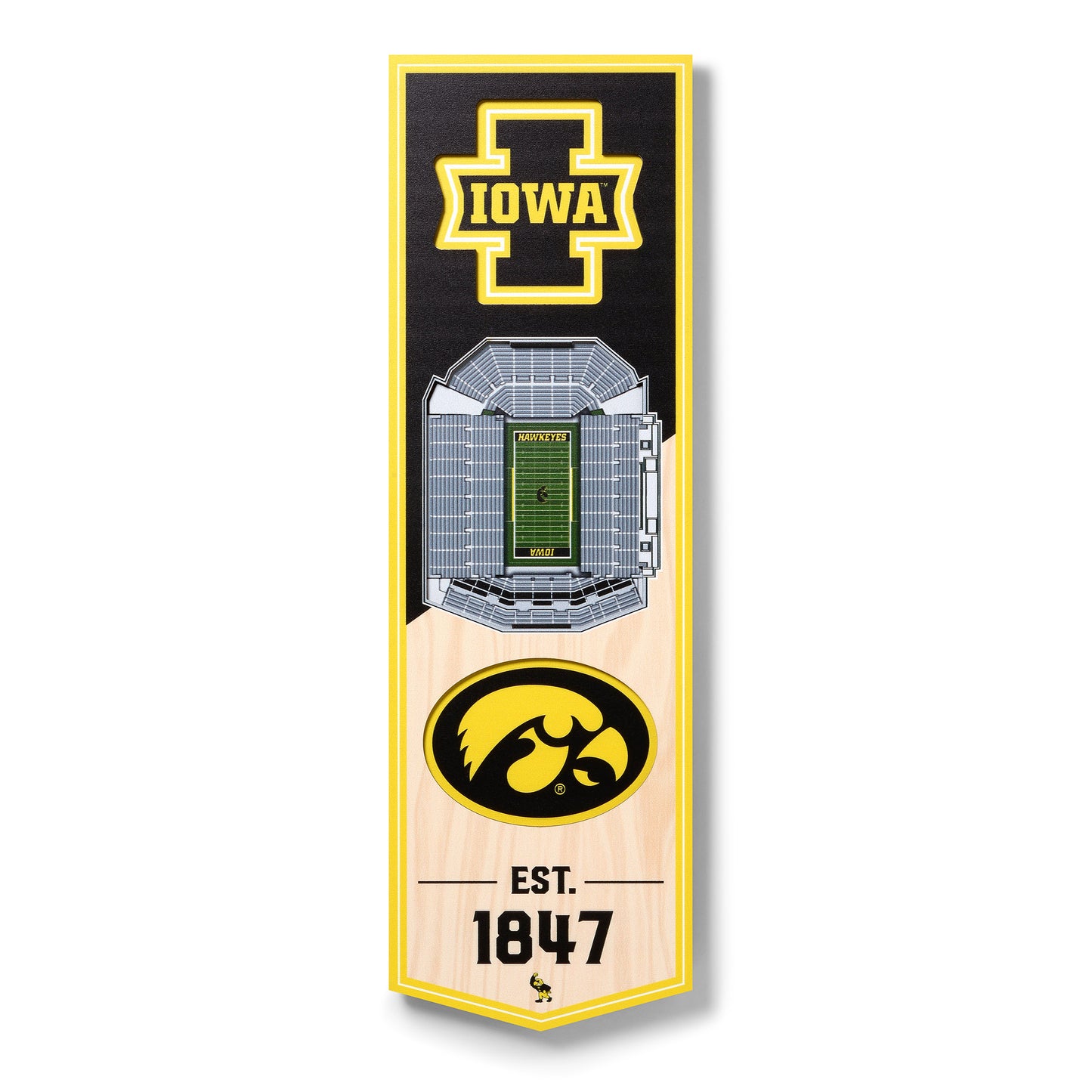 Iowa Hawkeyes 6'' x 19'' 3D StadiumView Banner