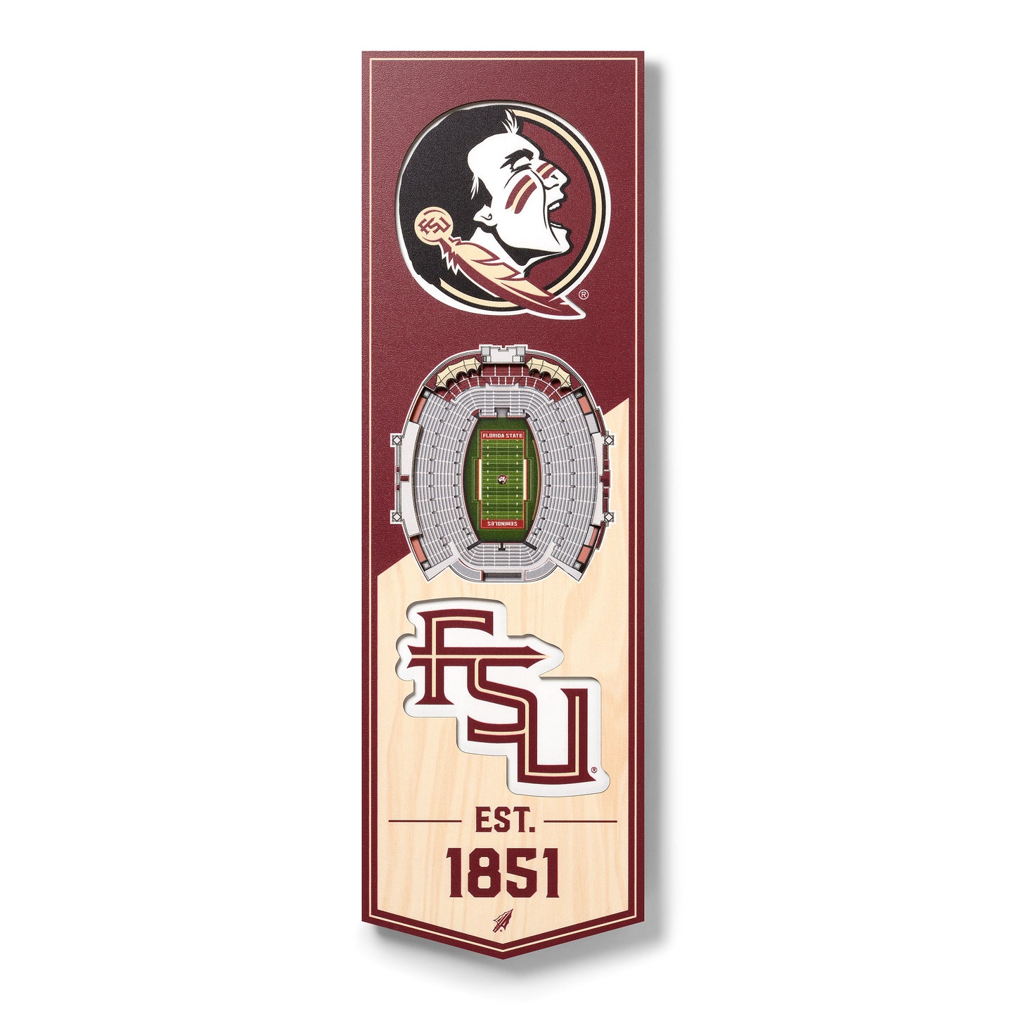 Florida State Seminoles 6'' x 19'' 3D StadiumView Banner