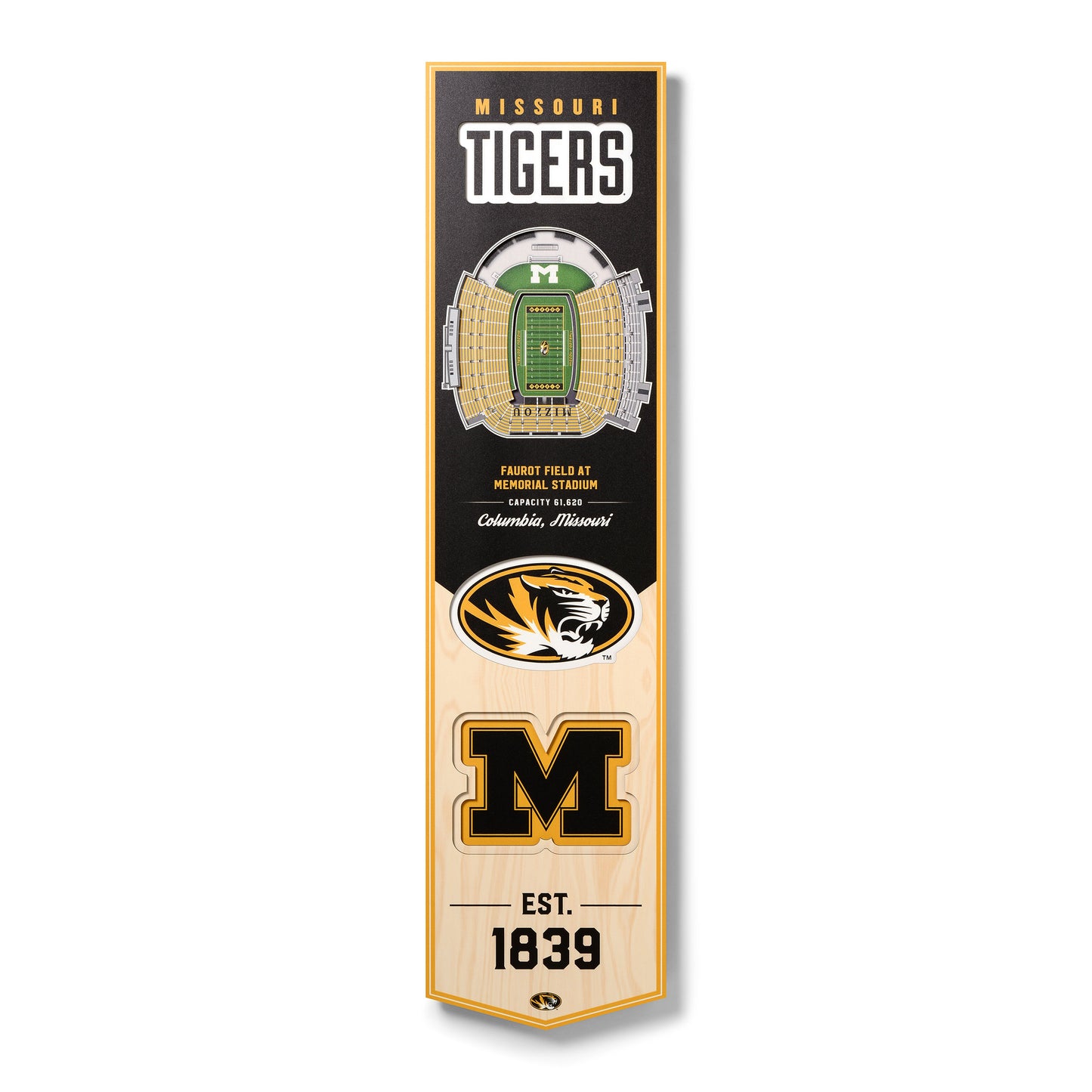 Missouri Tigers 8'' x 32'' 3D StadiumView Banner