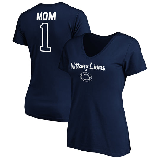 Women's Navy Penn State Nittany Lions #1 Mom V-Neck T-Shirt