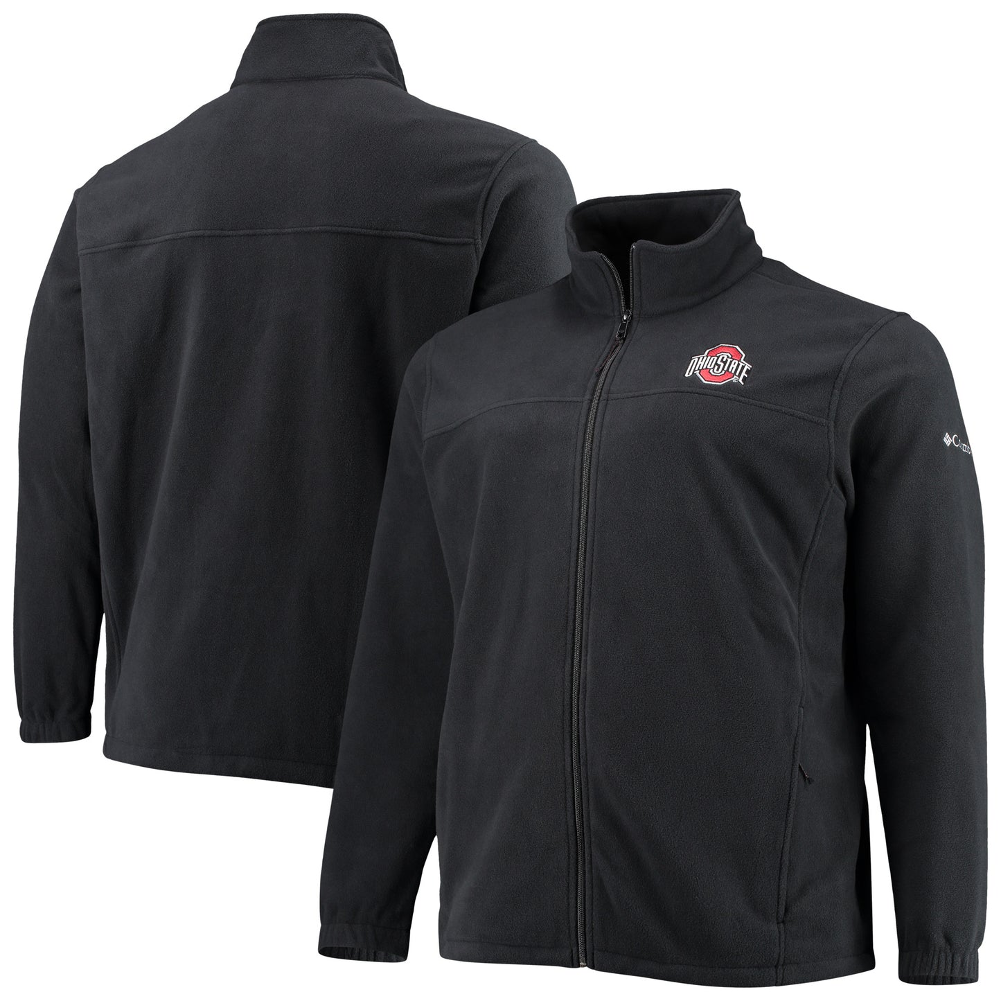 Men's Columbia Black Ohio State Buckeyes Big & Tall Flanker III Fleece Full-Zip Jacket