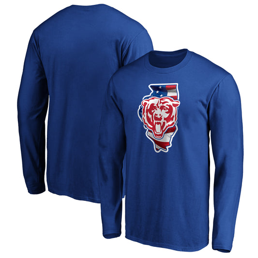 Men's NFL Pro Line Royal Chicago Bears Banner State Long Sleeve T-Shirt